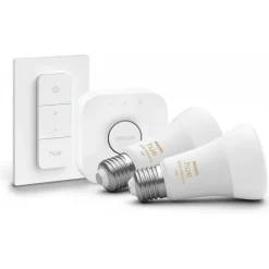 Aloituspakkaus White Ambiance, 2 x älylamppu 8W A60 E27, himmenin ja Hue-silta - Philips Hue New