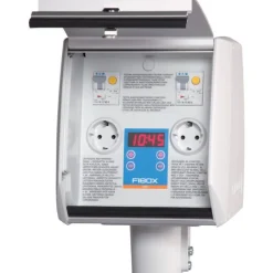 Alumiinipiharasia 2A2Y_DAL, 2 x digitaalisella kellolla varustettua pistorasiaa - Fibox Outlet
