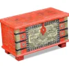 Arkkupöytä punainen mangopuu 80x40x45 cm - FinePRICE Outlet