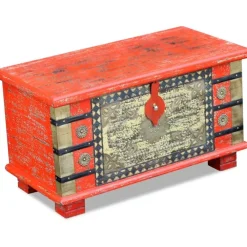 Arkkupöytä punainen mangopuu 80x40x45 cm - FinePRICE Outlet
