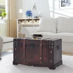 Arkkupöytä vintage aarrearkku puu 66x38x40 cm - FinePRICE Hot