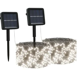 FinePRICE Aurinkoenergia keijuvalot 2 kpl 2x200 LED sisä/ulko eri värejä Sininen Hot