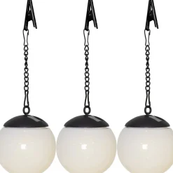 Aurinkokennokoristevalaisin Globus, musta/valkoinen, 3kpl - Star Trading Outlet