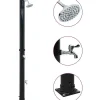 FinePRICE Aurinkovoimasuihku 220 cm 20 l musta