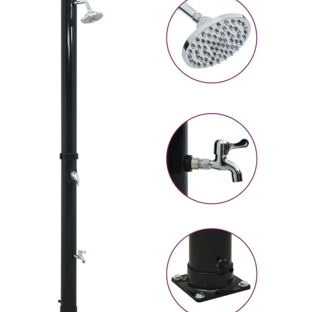 FinePRICE Aurinkovoimasuihku 220 cm 20 l musta