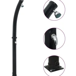 FinePRICE Aurinkovoimasuihku 214 cm 20 l musta New