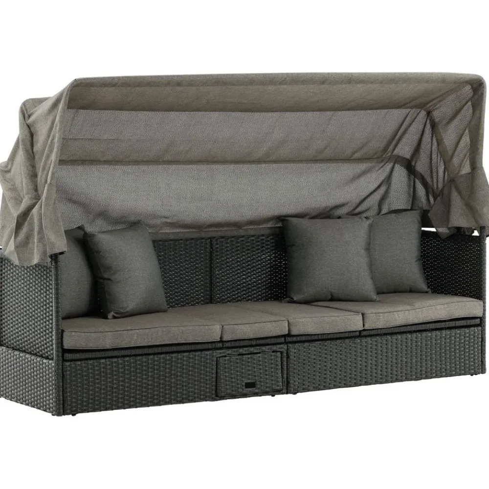 Aurinkovuode katoksella Nopy, harmaa/musta - Venture Home Clearance