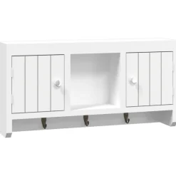 Avainkaappi valkoinen 40x8,5x20 cm tekninen puu ja teräs (50631) - FinePRICE Discount