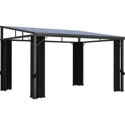 Huvimaja verhoilla 405x294x244 cm antrasiitti - FinePRICE Clearance