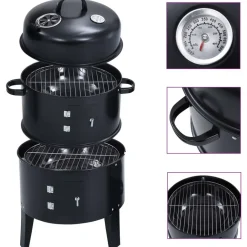 FinePRICE 3-in-1 hiilisavustin bbq-grilli 40x80 cm Clearance