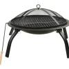 FinePRICE 2-in-1 tulimalja/grilli ja hiilihanko 56x56x49 cm musta teräs Clearance