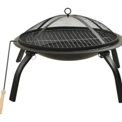 FinePRICE 2-in-1 tulimalja/grilli ja hiilihanko 56x56x49 cm musta teräs Clearance
