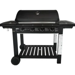 Kaasugrilli Barbeque, 4 poltinta, puutaso, musta - Dose Outlet