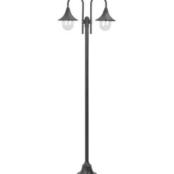 Kaksilyhtyinen pylväsvalaisin puutarhaan e27 220 cm pronssi - FinePRICE Hot