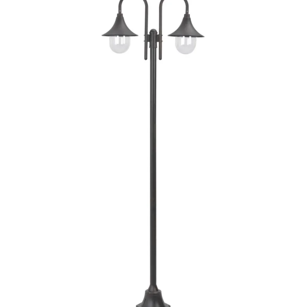 Kaksilyhtyinen pylväsvalaisin puutarhaan e27 220 cm pronssi - FinePRICE Hot