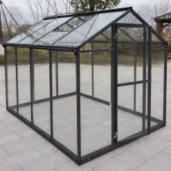 AB Polar Kasvihuone Elegant 4,3m², turvalasit, harmaa alumiinirunko New