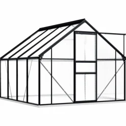 FinePRICE Kasvihuone alumiinirungolla 4,75 m², 190x250x202 cm, antrasiitti Online