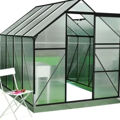 Kasvihuone Garden 4.8m² sokkelilla, mustat alumiinikehykset - Mag-Pro Best
