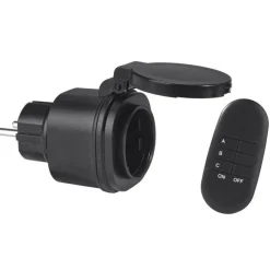 Kauko-ohjattava jatkopistorasia ulkokäyttöön 90x60x60mm musta - PR Home Outlet