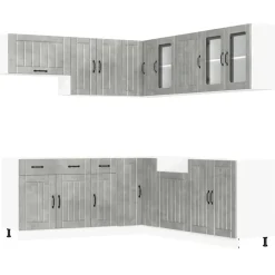 Keittiökaappisarja 11-osainen Lucca, suunniteltu puu, eri värejä (43834) - FinePRICE Discount