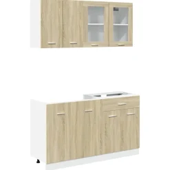 Keittiön kalustesarja 4-osainen Sonoma-tammi tekninen puu (07657) - FinePRICE Outlet