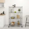 4-kerroksinen varastohylly pyörillä 90x35x142 cm kromi 200 kg - FinePRICE Online