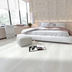 DomusFlooring Kivikomposiittivinyylilankku Lapinnoidan lumikide, integroitu askeläänieriste Clearance