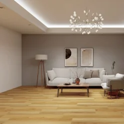 Kivikomposiittivinyylilankku Mielikin metsätammi, integroitu askeläänieriste - DomusFlooring Best