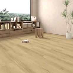 Kivikomposiittivinyylilankku Vetehisen valkotammi, integroitu askeläänieriste - DomusFlooring Outlet