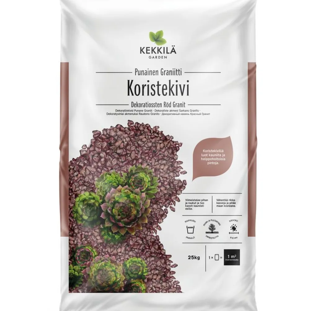 Koristekivi Punainen Graniitti 8-12 mm 42 säkkiä x 25 kg lava 1050 kg - Kekkilä