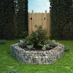 FinePRICE Korotettu kuusikulmainen gabion-/kivikorikehys 200x173x40 cm Discount