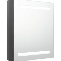 FinePRICE Kylpyhuoneen LED-peilikaappi, kiiltävä harmaa, 50x14x60cm Hot