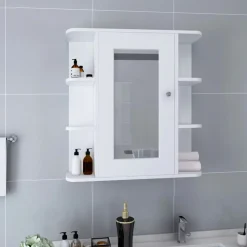 FinePRICE Kylpyhuoneen peilikaappi valkoinen 66x17x63 cm mdf Outlet