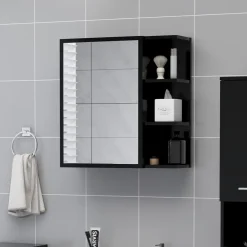 Kylpyhuoneen peilikaappi musta 62,5x20,5x64 cm lastulevy - FinePRICE