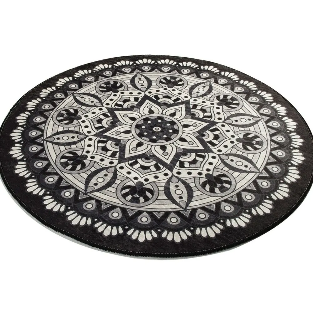 Kylpyhuonematto Mandal, Ø100cm, harmaa - Linento Discount