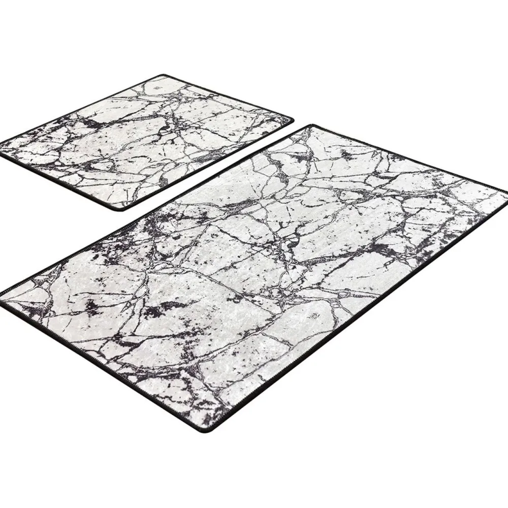 Linento Kylpyhuonemattosetti Marble, 2kpl, valkoinen Best