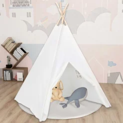 FinePRICE Lasten tiipiiteltta + laukku peachskin valkoinen 120x120x150cm Discount