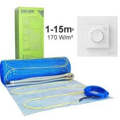 Grand Meyer Lattialämmitysmatto , 170 W/m² + termostaatti MST-9, eri kokoja Discount