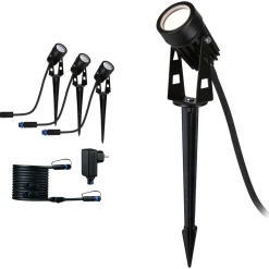LED-puutarhaspotti Plug & Shine maapiikki IP65 3000K 3.5W 21VA musta, 3kpl/pkt - Paulmann New