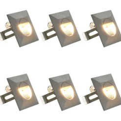 LED-seinävalaisimet ulkokäyttöön, 6 kpl, 5 W, hopea, neliö - FinePRICE Clearance