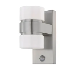 LED-tunnistinvalaisin Atollari 2x6W 100x230x155 mm IP44 hopea/valkoinen - Eglo Online