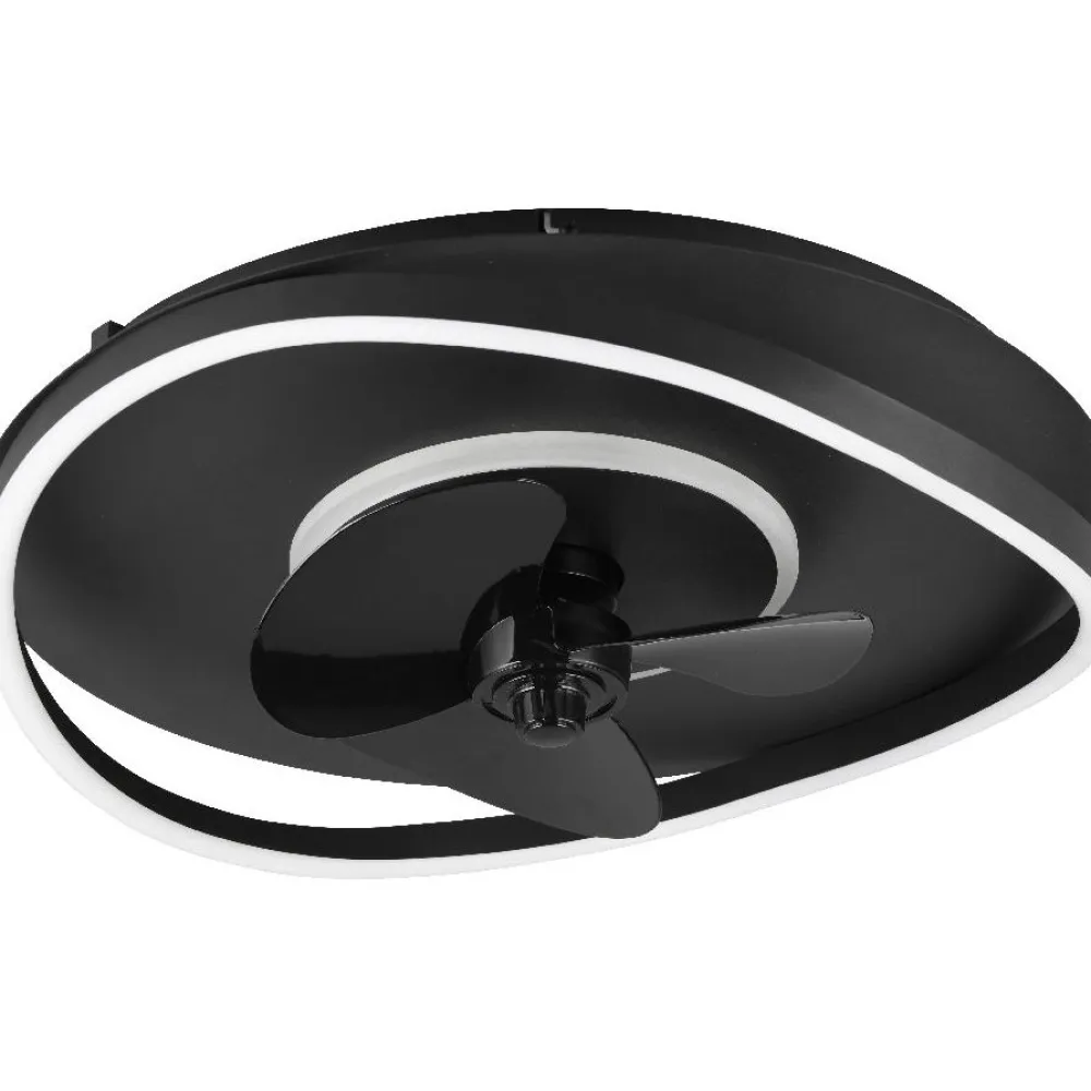 Trio LED-tuuletinvalaisin Sortland, mattamusta Outlet