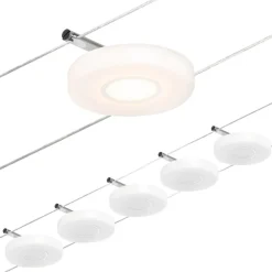 LED-Vaijerivalaisinsetti Disc 5 valaisinta + muuntaja + vaijeri 3000K kromi - Paulmann Clearance