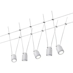 Paulmann LED-vaijerivalaisinsetti TunLED, 2700K, 5 valaisinta, valkoinen/mattakromi Best