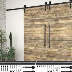 Liukuoven asennussarja 2 kpl 200 cm teräs musta - FinePRICE