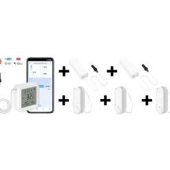 Celotron Lämpö- ja kosteusanturipaketti Tuya Smart WiFi, CETZ052 + 2kpl CETZ082 + 3kpl CETH092 anturit Clearance
