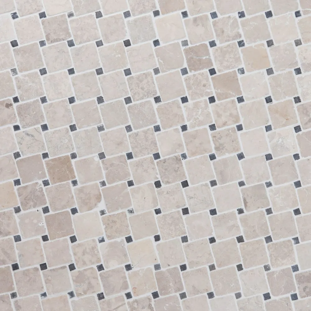 Qualitystone Marmorimosaiikki Diagonal White-Gray, verkolla, 50x50/10x10 mm Best