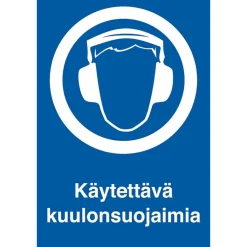 Suomen Turvakauppa Merkintäkilpi "Käytettävä kuulonsuojaimia", 20x30cm Clearance