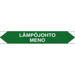 Suomen Turvakauppa Merkintätarra/putkistotarra "Lämpöjohto meno", 16x2.5cm, 5kpl Hot