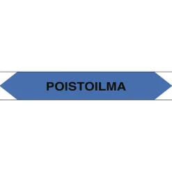 Suomen Turvakauppa Merkintätarra/putkistotarra "Poistoilma", 16x2.5cm, 5kpl New